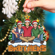 Art Design,Sentimental,Christmas,Gift For Sibling,Photo - Pixel Art - Custom Photo Pixel Art Christmas Pixel Siblings Brothers Sisters - Personalized Custom Shaped Acrylic Ornament