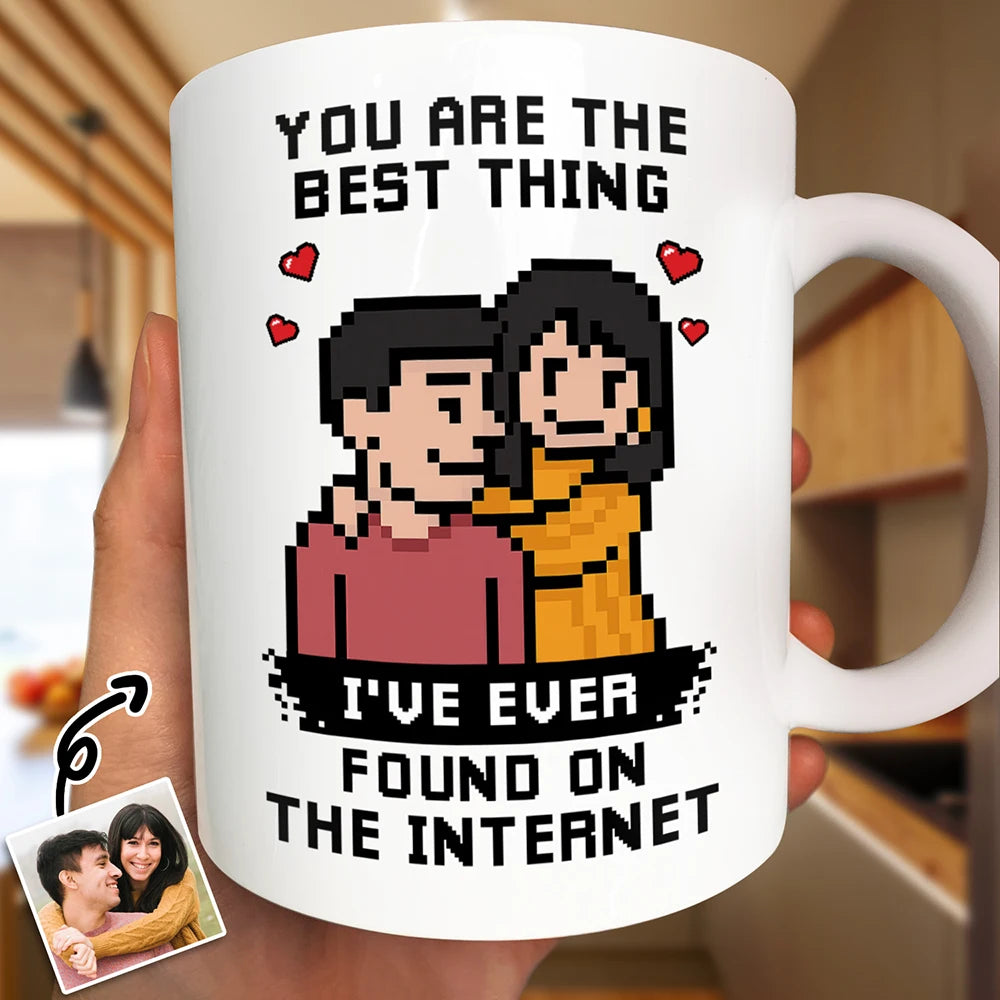 Gift For Couples,Gift For Husband,Gift For Wife,Gift For Boyfriend,Gift For Girlfriend,Dog Couple,Cat Couple,Pet Couple,Love,LGBT - Custom Photo Pixel Art Effect Found On The Internet - Personalized Mug
