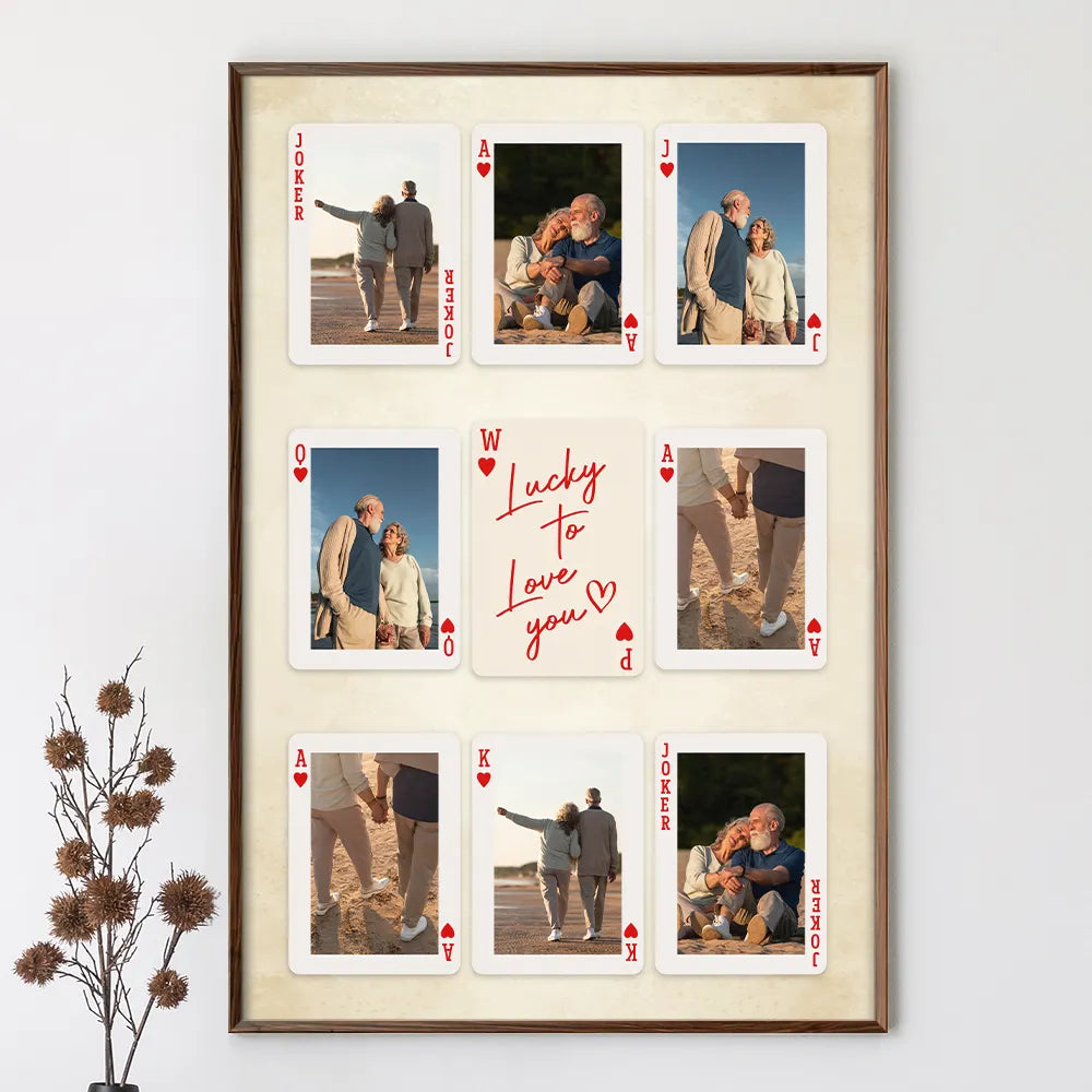 Gift For Couples,Gift For Husband,Gift For Wife,Gift For Boyfriend,Gift For Girlfriend,Love - Custom Photo Playing Card Couple Lucky In Love - Personalized Poster
