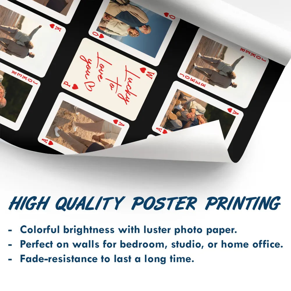 Gift For Couples,Gift For Husband,Gift For Wife,Gift For Boyfriend,Gift For Girlfriend,Love - Custom Photo Playing Card Couple Lucky In Love - Personalized Poster