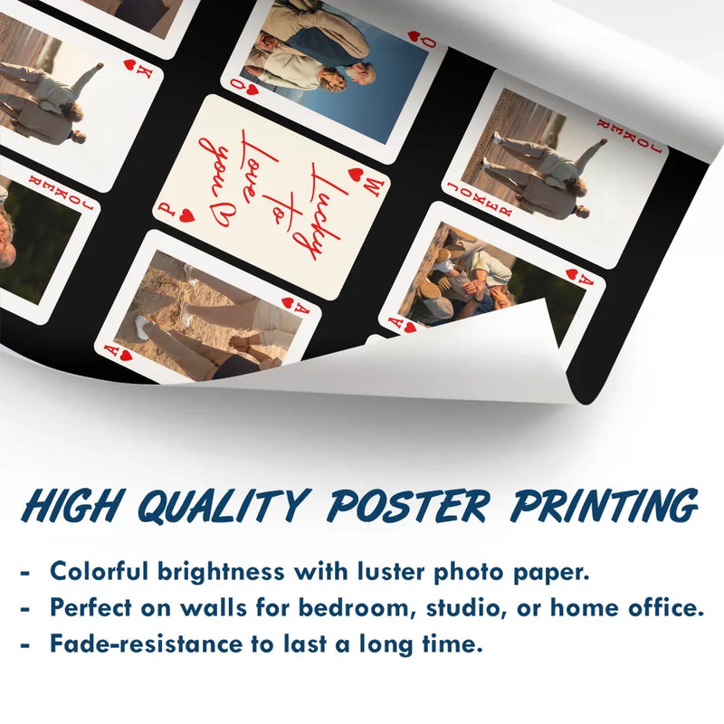 Gift For Couples,Gift For Husband,Gift For Wife,Gift For Boyfriend,Gift For Girlfriend,Love - Custom Photo Playing Card Couple Lucky In Love - Personalized Poster