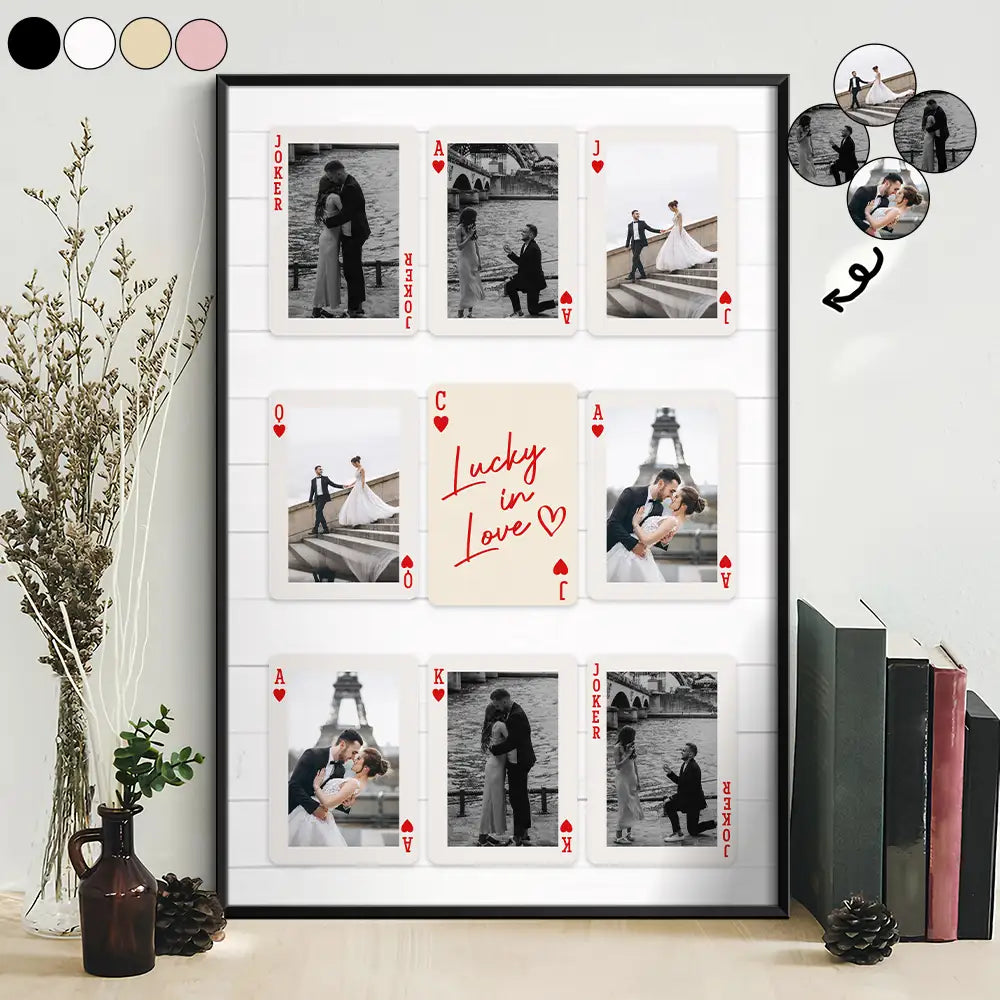 Gift For Couples,Gift For Husband,Gift For Wife,Gift For Boyfriend,Gift For Girlfriend,Love - Custom Photo Playing Card Couple Lucky In Love - Personalized Poster