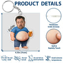 Gift For Father,Custom Photo,Humorous,Cut-Face Photo - Custom Photo Poke Dad Bod Belly - Personalized Squishy Acrylic Keychain