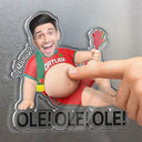 Custom Photo, Football (Soccer), Gift For Yourself, Humorous, Summer Soccer Games, Cut-Face Photo - Custom Photo Poke The Belly For Victory - Personalized Squishy Acrylic Fridge Magnet