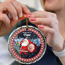 New baby, New Dad, New Mom, Gift For Father, Family, Gift For Mother, Christmas, Happy - Custom Photo Promoted To Daddy - Personalized Circle Glass Ornament