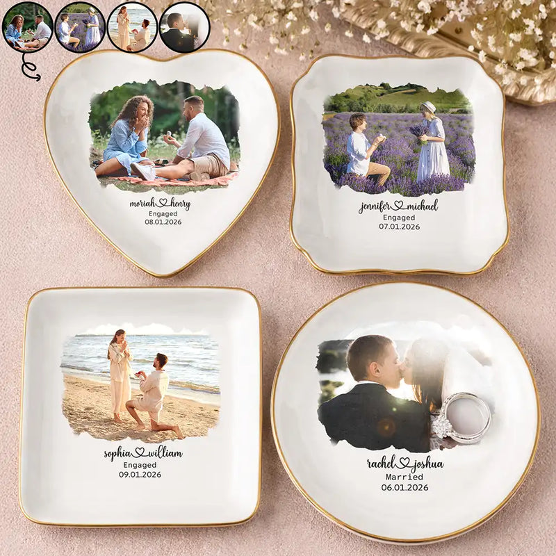 Gift For Couples, Gift For Husband, Gift For Wife, Gift For Boyfriend, Gift For Girlfriend, LGBT, Love, Engaged, Wedding, Married - Custom Photo Proposal Engagement Engaged Wedding Couple - Personalized Ring Dish