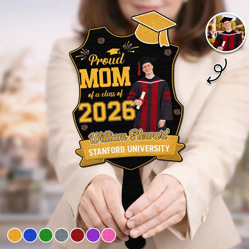 Custom Photo Proud Dad Mom Sister Bestie Graduation - Personalized Graduation Handheld Fan