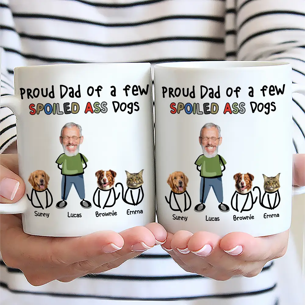 Gift For Yourself,Gift For Men,Pet Lovers,Pet Dad,Dog Lovers,Dog Dad,Cat Lovers,Cat Dad - Custom Photo Proud Dog Dad - Personalized Mug