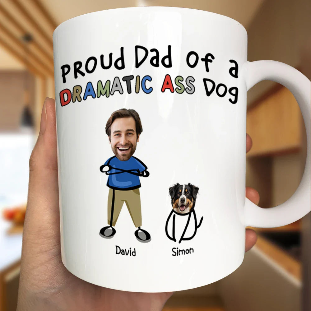 Gift For Yourself,Gift For Men,Pet Lovers,Pet Dad,Dog Lovers,Dog Dad,Cat Lovers,Cat Dad - Custom Photo Proud Dog Dad - Personalized Mug