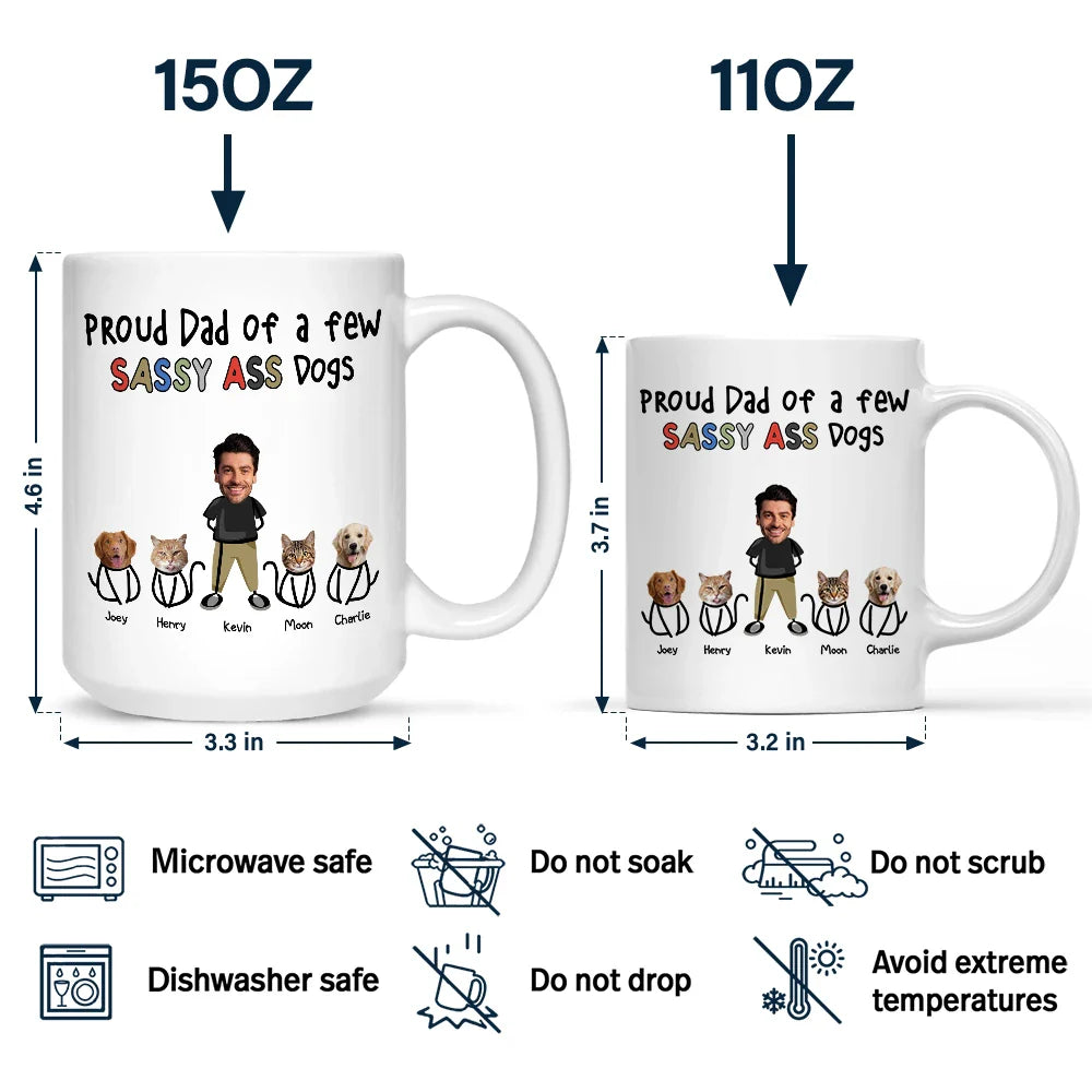 Gift For Yourself,Gift For Men,Pet Lovers,Pet Dad,Dog Lovers,Dog Dad,Cat Lovers,Cat Dad - Custom Photo Proud Dog Dad - Personalized Mug