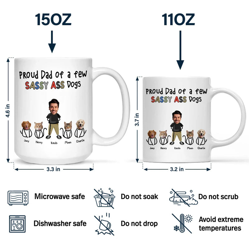 Gift For Yourself,Gift For Men,Pet Lovers,Pet Dad,Dog Lovers,Dog Dad,Cat Lovers,Cat Dad - Custom Photo Proud Dog Dad - Personalized Mug