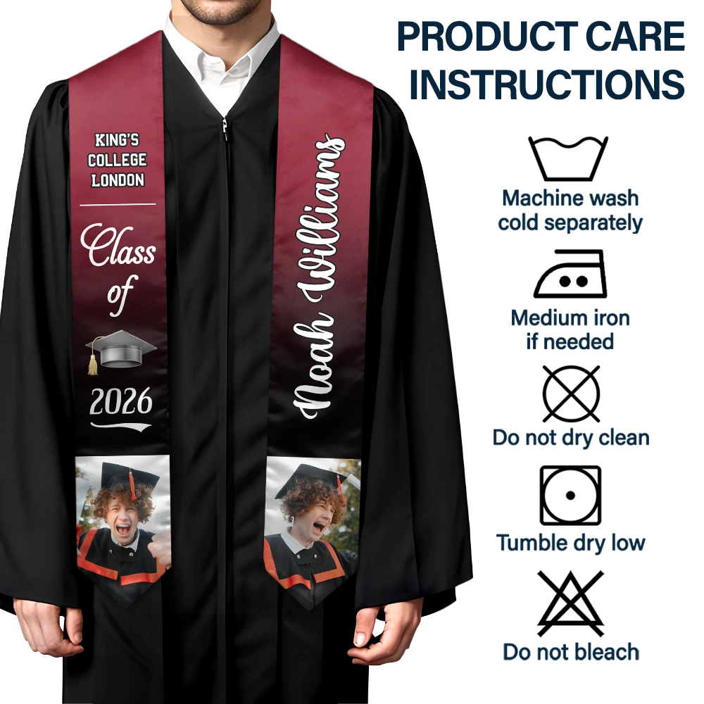 Photo personnalisée « Fier diplômé de la promotion » - Cadeau de fin d'études - Étoles personnalisées