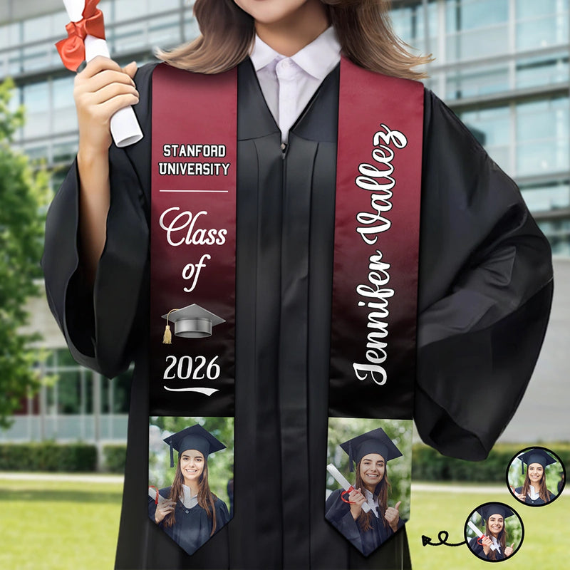 Custom Photo Proud Graduate Of The Class - Graduation Gift - Personalized Stoles