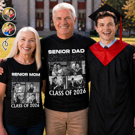 Custom Photo Proud Senior Mom Dad - Personalized T Shirt