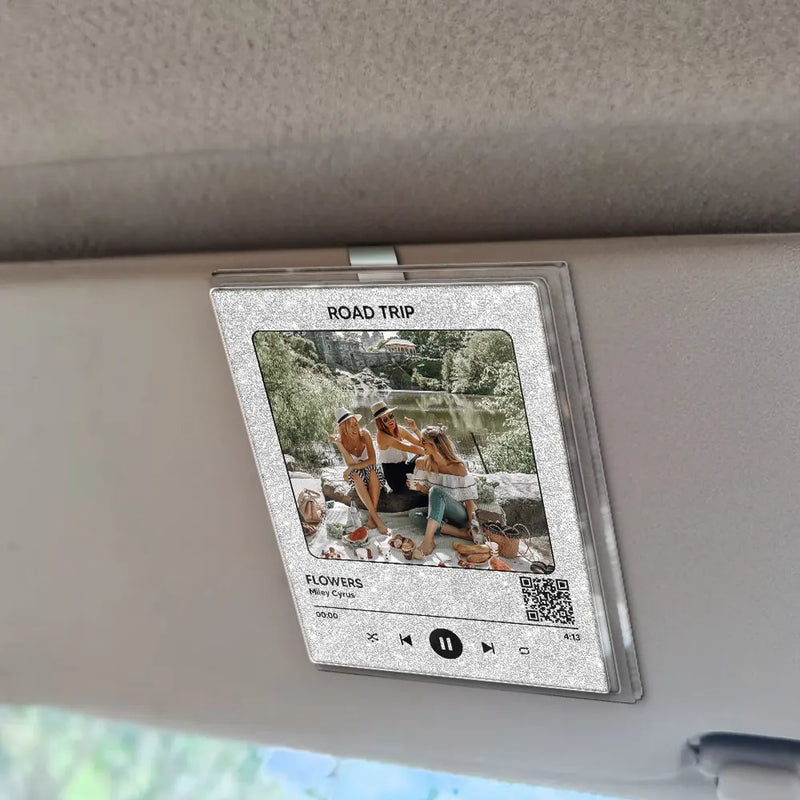 Custom Photo,Gift For Couples - Custom Photo QR Code Song - Personalized Custom Shaped Acrylic Car Visor Clip