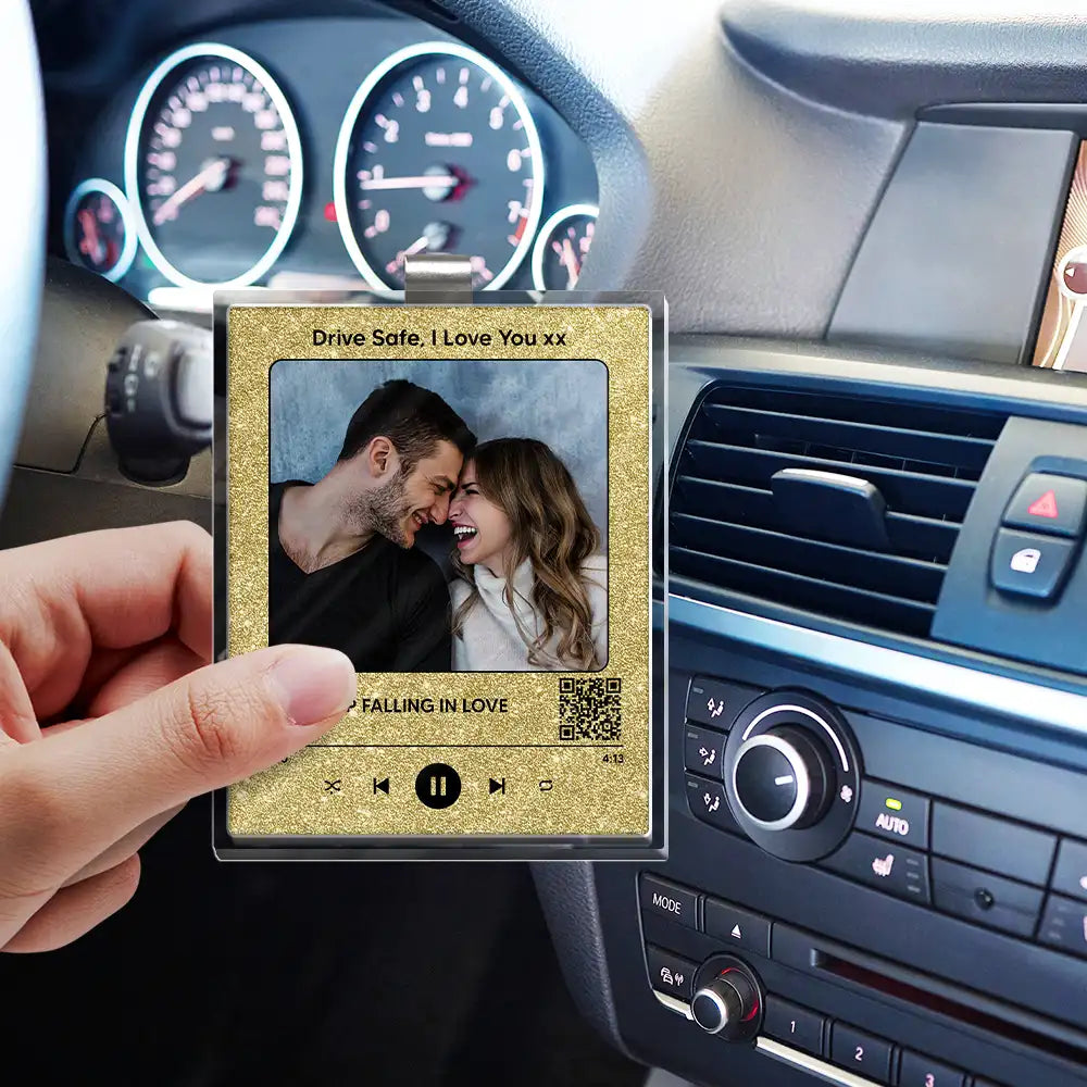 Custom Photo,Gift For Couples - Custom Photo QR Code Song - Personalized Custom Shaped Acrylic Car Visor Clip