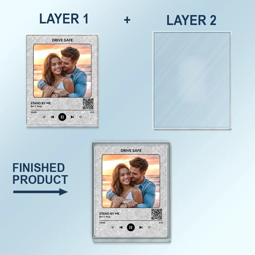 Custom Photo,Gift For Couples - Custom Photo QR Code Song - Personalized Custom Shaped Acrylic Car Visor Clip