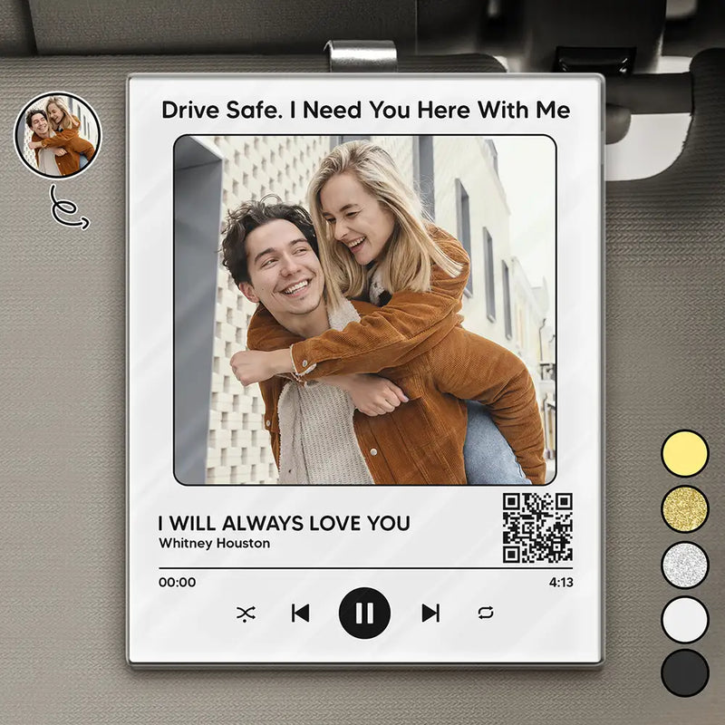 Custom Photo,Gift For Couples - Custom Photo QR Code Song - Personalized Custom Shaped Acrylic Car Visor Clip