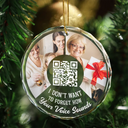 Memorial - Custom Photo QR Code Your Voice - Personalized Circle Glass Ornament