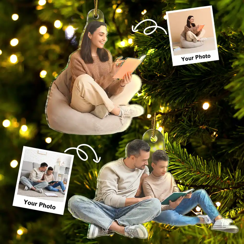 Gift For Yourself,Gift For Women,Gift For Men,Happy,Christmas,Custom Photo,Reading,Photo Hobby Ornament - Custom Photo Reading Lovers - Personalized Acrylic Photo Ornament