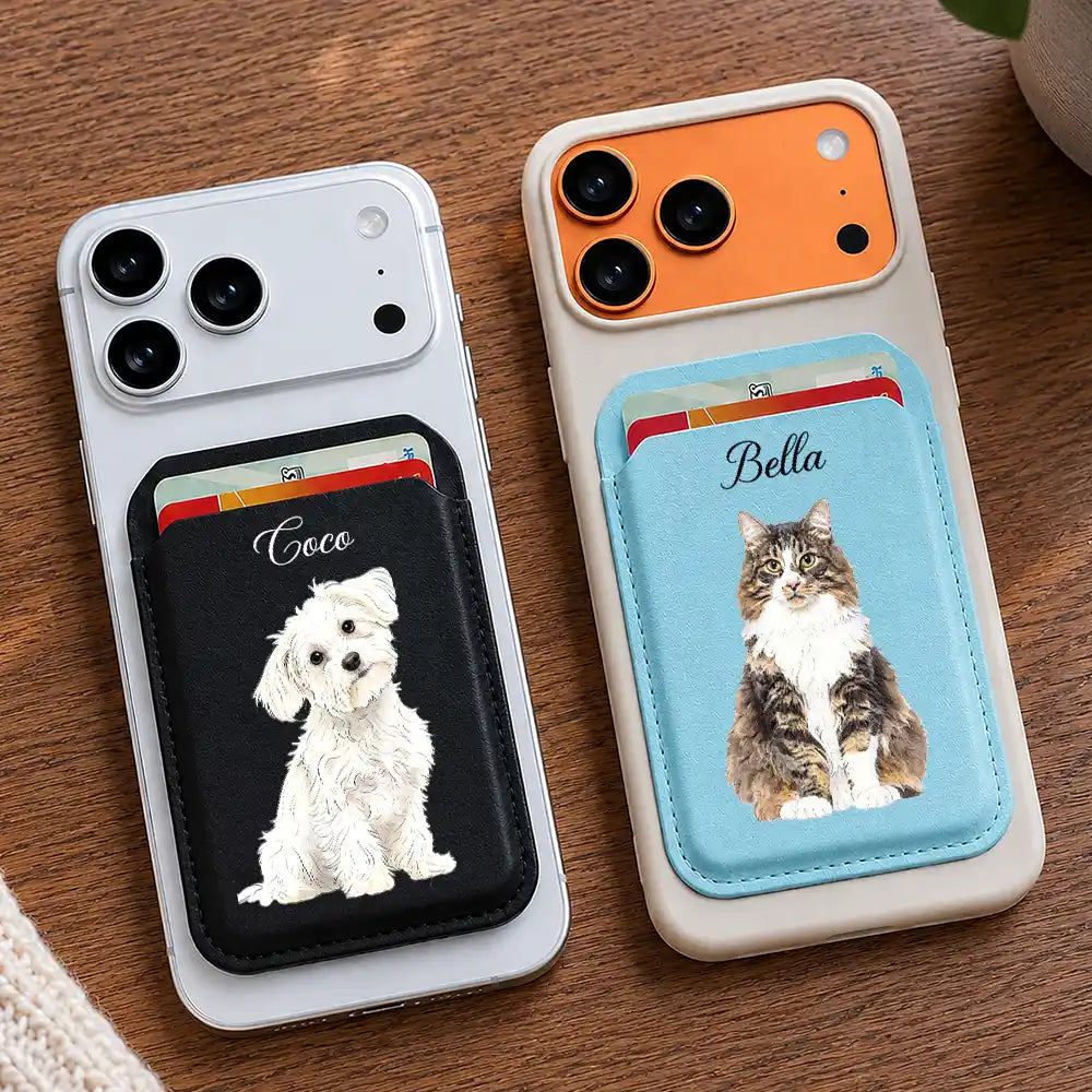 Adorable,Art Design,Christmas,Pet Lovers,Photo - Watercolor - Remove BG - Custom Photo Realistic Watercolor Art Adorable Pet Portrait - Personalized Magnetic Phone Wallet