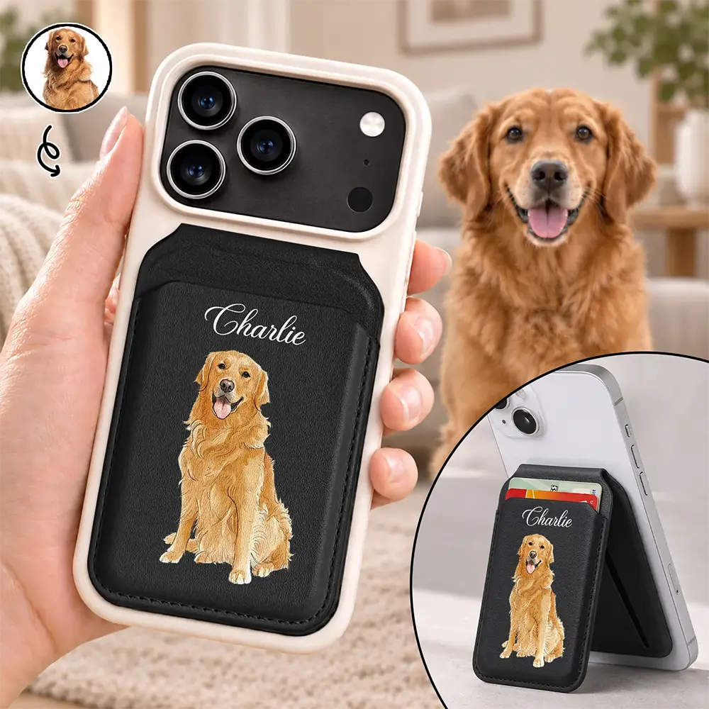 Adorable,Art Design,Christmas,Pet Lovers,Photo - Watercolor - Remove BG - Custom Photo Realistic Watercolor Art Adorable Pet Portrait - Personalized Magnetic Phone Wallet