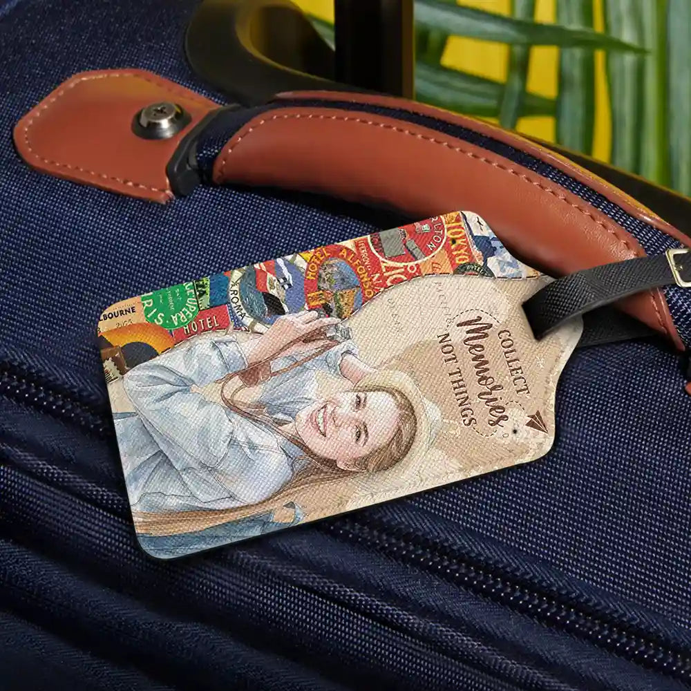 Travel, Art Design, Confident, Gift For Yourself, Photo - Watercolor - Remove BG - Custom Photo Realistic Watercolor Art And So The Adventure Begins Travel Lover - Personalized Luggage Tag