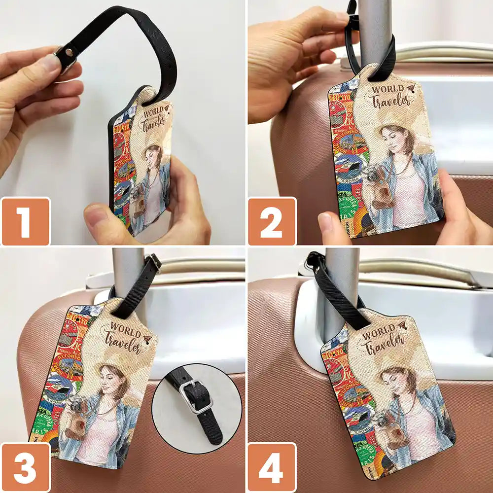 Travel, Art Design, Confident, Gift For Yourself, Photo - Watercolor - Remove BG - Custom Photo Realistic Watercolor Art And So The Adventure Begins Travel Lover - Personalized Luggage Tag