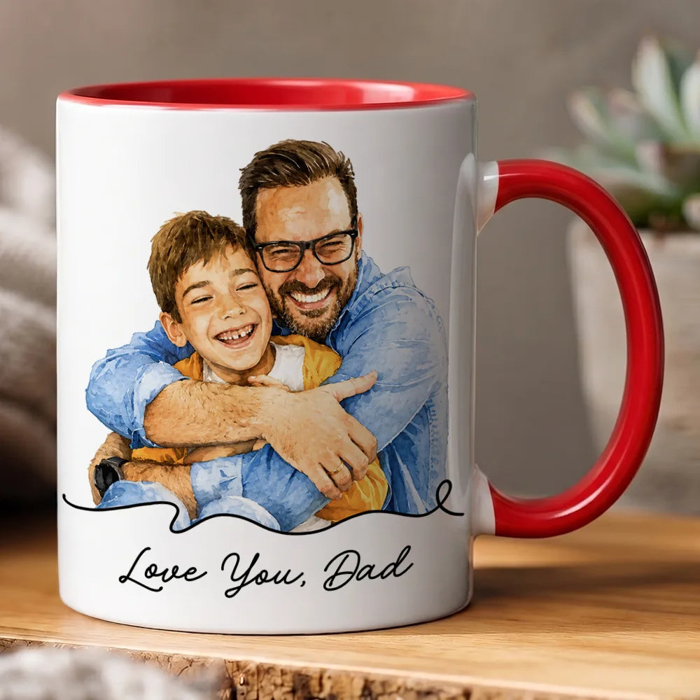 Gift For Husband,Gift For Yourself,Gift For Men,Gift For Father,Gift For Grandpa,Top Market,Non-Eng,Photo - Watercolor (remove BG),Cozy - Custom Photo Realistic Watercolor Art Best Dad Ever Grandpa Papa - Personalized Mug
