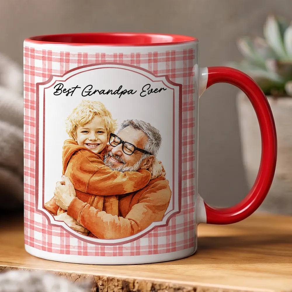 Gift For Husband,Gift For Yourself,Gift For Men,Gift For Father,Gift For Grandpa,Top Market,Non-Eng,Photo - Watercolor (remove BG),Cozy - Custom Photo Realistic Watercolor Art Best Dad Ever No 1 Grandpa - Personalized Mug