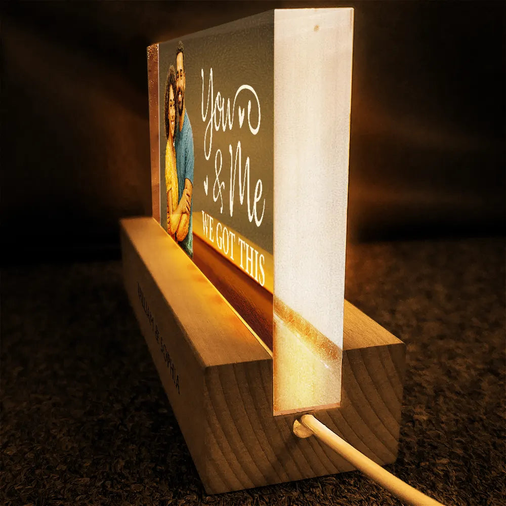 Gift For Couples,Gift For Wife,Gift For Husband,Gift For Boyfriend,Gift For Girlfriend,Love - Custom Photo Realistic Watercolor Art Couple You & Me We Got This - Personalized Rectangle LED Light