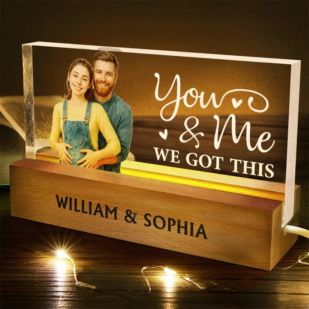 Gift For Couples,Gift For Wife,Gift For Husband,Gift For Boyfriend,Gift For Girlfriend,Love - Custom Photo Realistic Watercolor Art Couple You & Me We Got This - Personalized Rectangle LED Light