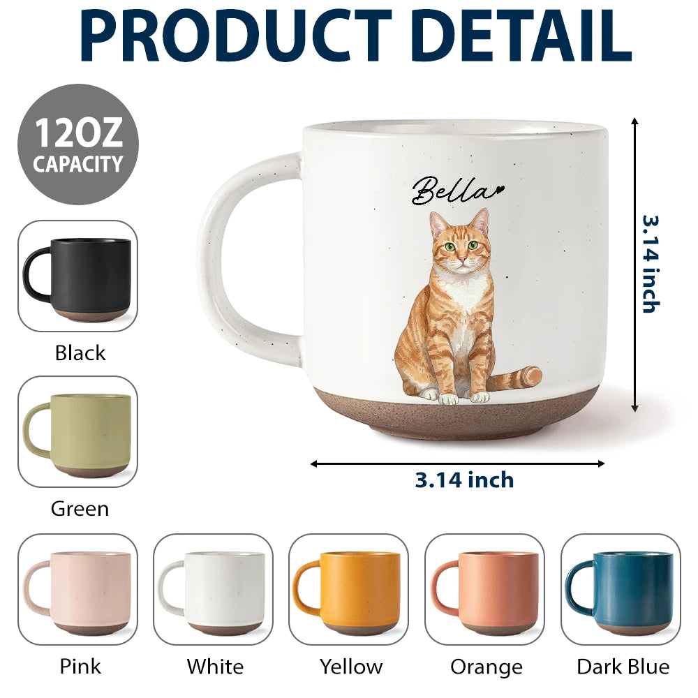Custom Photo,Art Design,Pet Lovers,Top Market,Adorable,Photo - Watercolor - Remove BG - Custom Photo Realistic Watercolor Art Cute Dog Cat - Personalized Pottery Mug