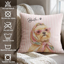 Top Market,Adorable,Art Design,Pet Lovers,Photo - Watercolor - Remove BG - Custom Photo Realistic Watercolor Art Dog Cute Portrait Striped Pattern - Personalized Pillow