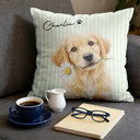 Top Market,Adorable,Art Design,Pet Lovers,Photo - Watercolor - Remove BG - Custom Photo Realistic Watercolor Art Dog Cute Portrait Striped Pattern - Personalized Pillow