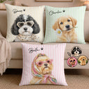 Top Market,Adorable,Art Design,Pet Lovers,Photo - Watercolor - Remove BG - Custom Photo Realistic Watercolor Art Dog Cute Portrait Striped Pattern - Personalized Pillow