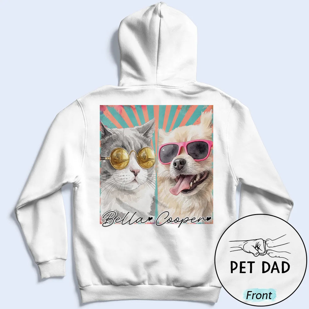 Dog Dad,Pet Lovers,Gift For Father,Custom Photo,Art Design,Adorable,Photo - Watercolor - Remove BG,Icon - Custom Photo Realistic Watercolor Art Dog Cat Dad Mom Pet Lover Hand Punch - Personalized T Shirt