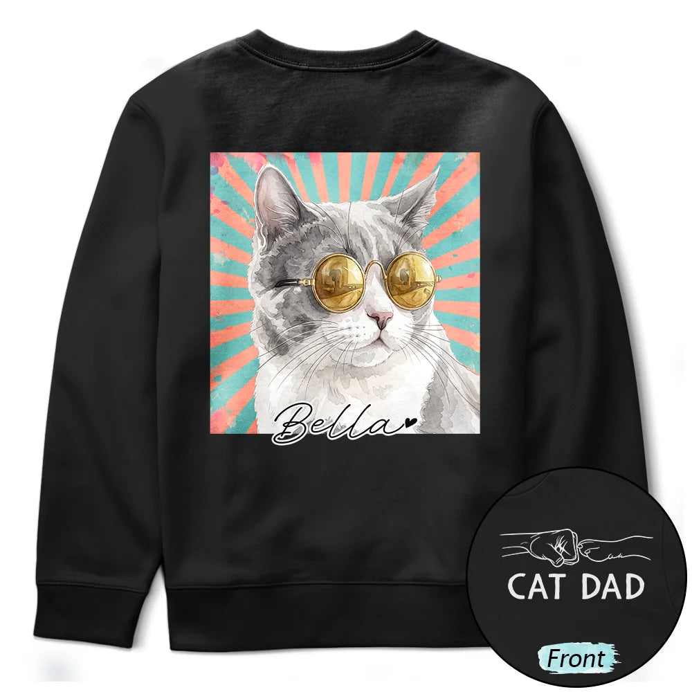 Dog Dad,Pet Lovers,Gift For Father,Custom Photo,Art Design,Adorable,Photo - Watercolor - Remove BG,Icon - Custom Photo Realistic Watercolor Art Dog Cat Dad Mom Pet Lover Hand Punch - Personalized T Shirt