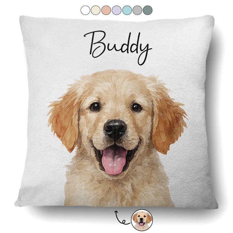 Pet Lovers, Dog Lovers, Cat Lovers, Love - Custom Photo Realistic Watercolor Art Dog Cat Pet - Personalized Pillow
