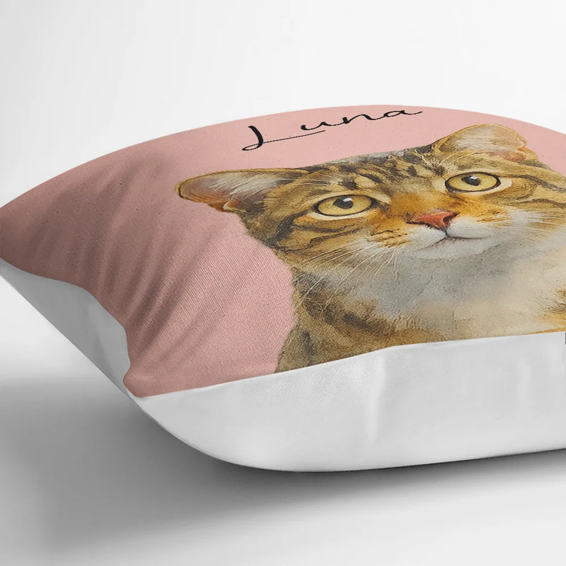 Pet Lovers, Dog Lovers, Cat Lovers, Love - Custom Photo Realistic Watercolor Art Dog Cat Pet - Personalized Pillow