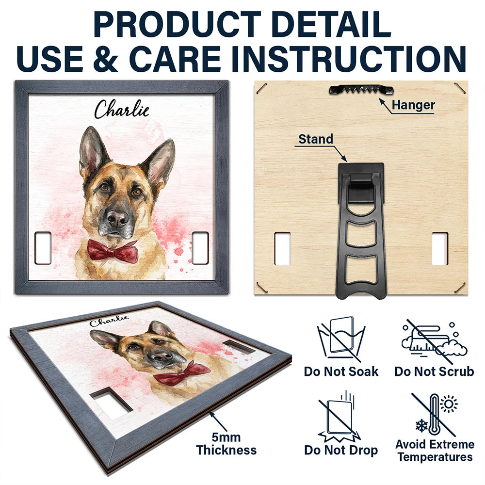 Top Market,Art Design,Sentimental,Pet Lovers,Memorial,Photo - Watercolor - Remove BG - Custom Photo Realistic Watercolor Art Dog Cat Portrait Memorial - Personalized Pet Loss Sign, Collar Frame