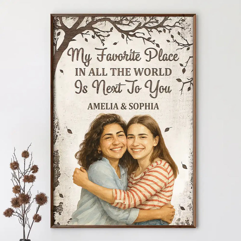 Gift For Couples, Old Couples, Gift For Husband, Gift For Wife, Gift For Boyfriend, Gift For Girlfriend, LGBT, Love - Custom Photo Realistic Watercolor Art Favorite Place In All The World - Personalized Poster