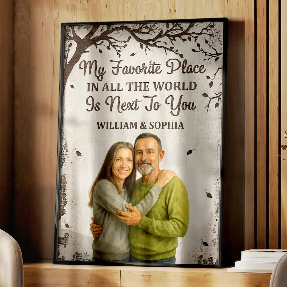 Gift For Couples, Old Couples, Gift For Husband, Gift For Wife, Gift For Boyfriend, Gift For Girlfriend, LGBT, Love - Custom Photo Realistic Watercolor Art Favorite Place In All The World - Personalized Poster