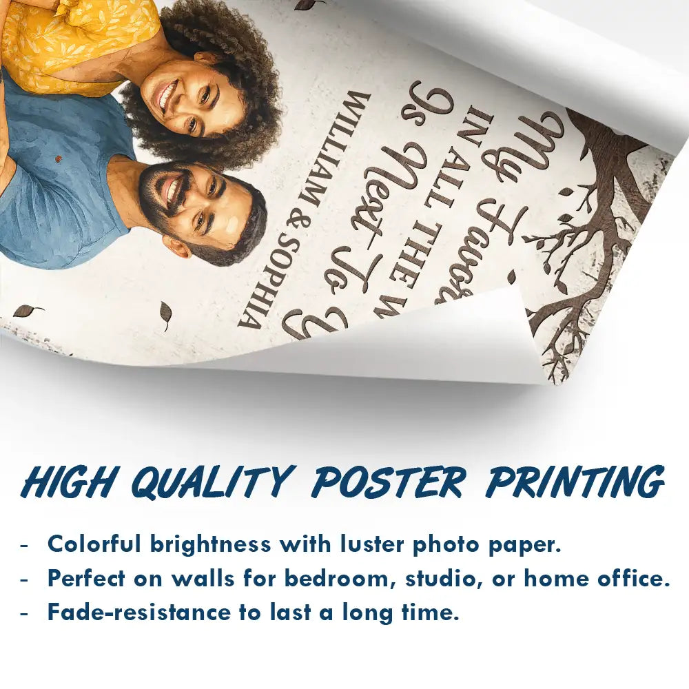 Gift For Couples, Old Couples, Gift For Husband, Gift For Wife, Gift For Boyfriend, Gift For Girlfriend, LGBT, Love - Custom Photo Realistic Watercolor Art Favorite Place In All The World - Personalized Poster