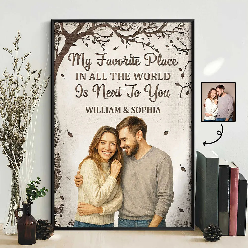 Gift For Couples, Old Couples, Gift For Husband, Gift For Wife, Gift For Boyfriend, Gift For Girlfriend, LGBT, Love - Custom Photo Realistic Watercolor Art Favorite Place In All The World - Personalized Poster