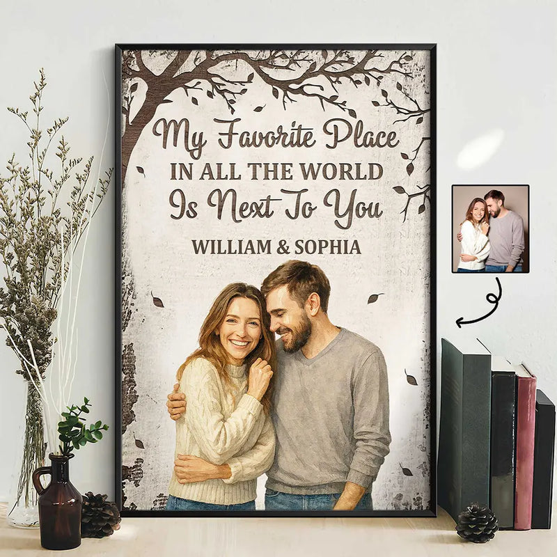 Gift For Couples, Old Couples, Gift For Husband, Gift For Wife, Gift For Boyfriend, Gift For Girlfriend, LGBT, Love - Custom Photo Realistic Watercolor Art Favorite Place In All The World - Personalized Poster