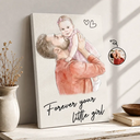 Gift For Father,New Dad,Gift For Grandpa,Non-Eng,Photo - Watercolor (remove BG),Adorable - Custom Photo Realistic Watercolor Art Forever Your Little Girl - Personalized Poster