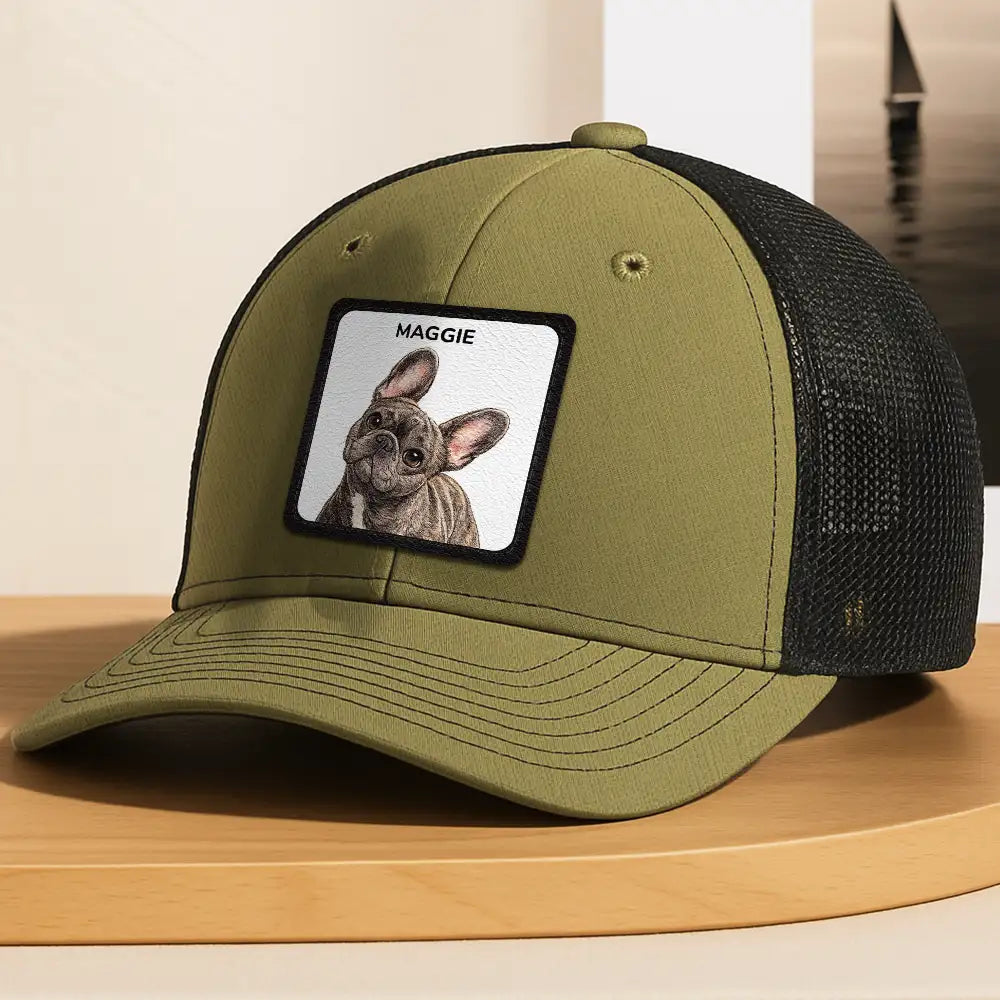 Custom Photo, Art Design, Pet Lovers, Playful, Photo - Watercolor - Remove BG - Custom Photo Realistic Watercolor Art Funny Dog Cat Pet - Personalized Leather Patch Hat