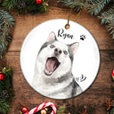 Top Market, Art Design, Playful, Christmas, Custom Photo, Pet Lovers, Photo - Watercolor - Remove BG - Custom Photo Realistic Watercolor Art Happy Dog Cat Pet - Personalized Circle Ceramic Ornament
