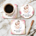 Art Design, Custom Photo, Romantic, Gift For Couples, Wedding, Photo - Watercolor - Remove BG - Custom Photo Realistic Watercolor Art Happy Wedding Couple Romantic - Personalized Cork Coaster